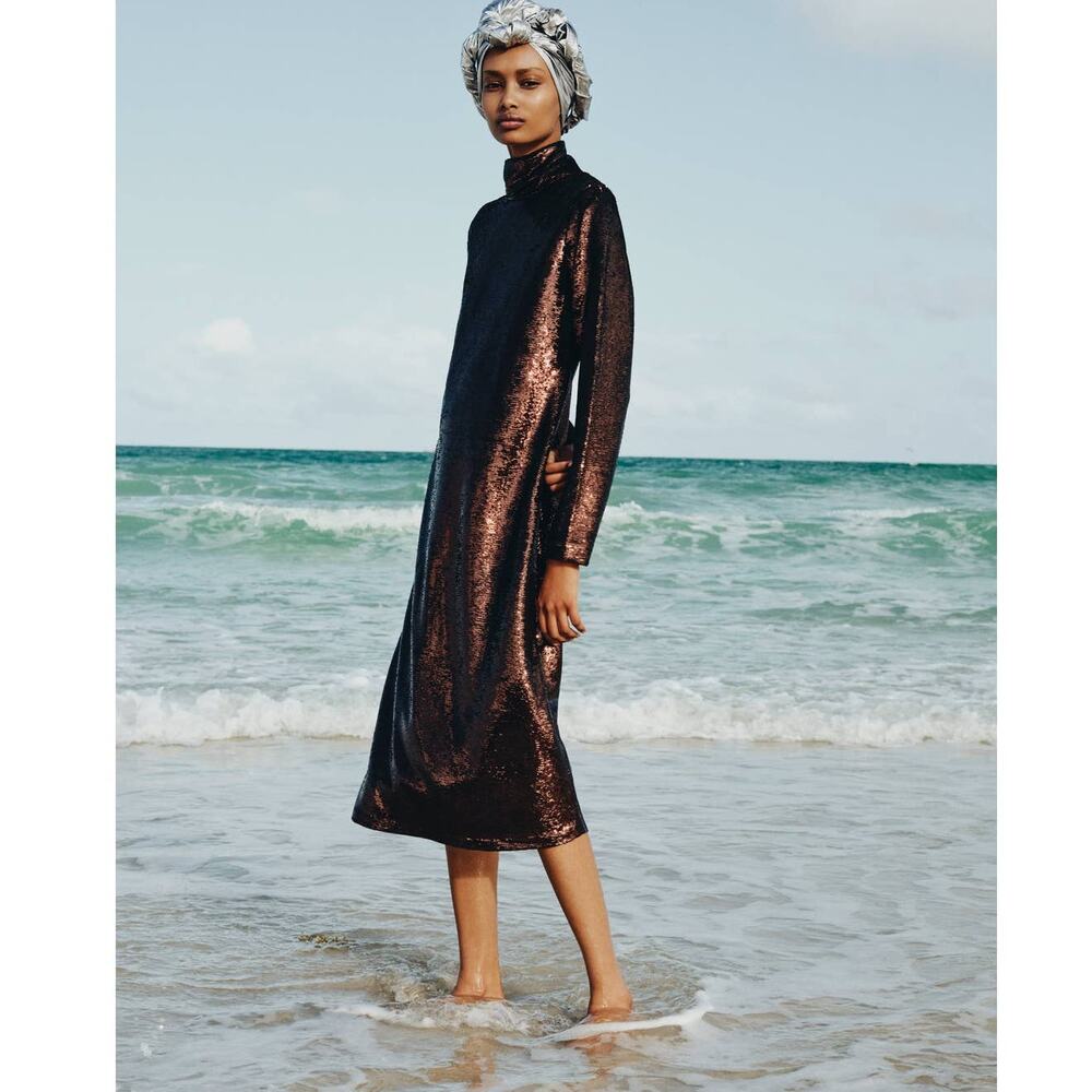 Zara Sequinned Knit Dress